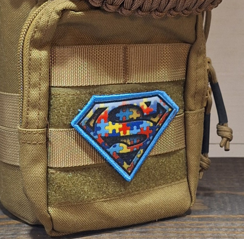 Autism Awareness Super Hero Printed Morale Patch - 3 Inch, Hook & Loop Back
