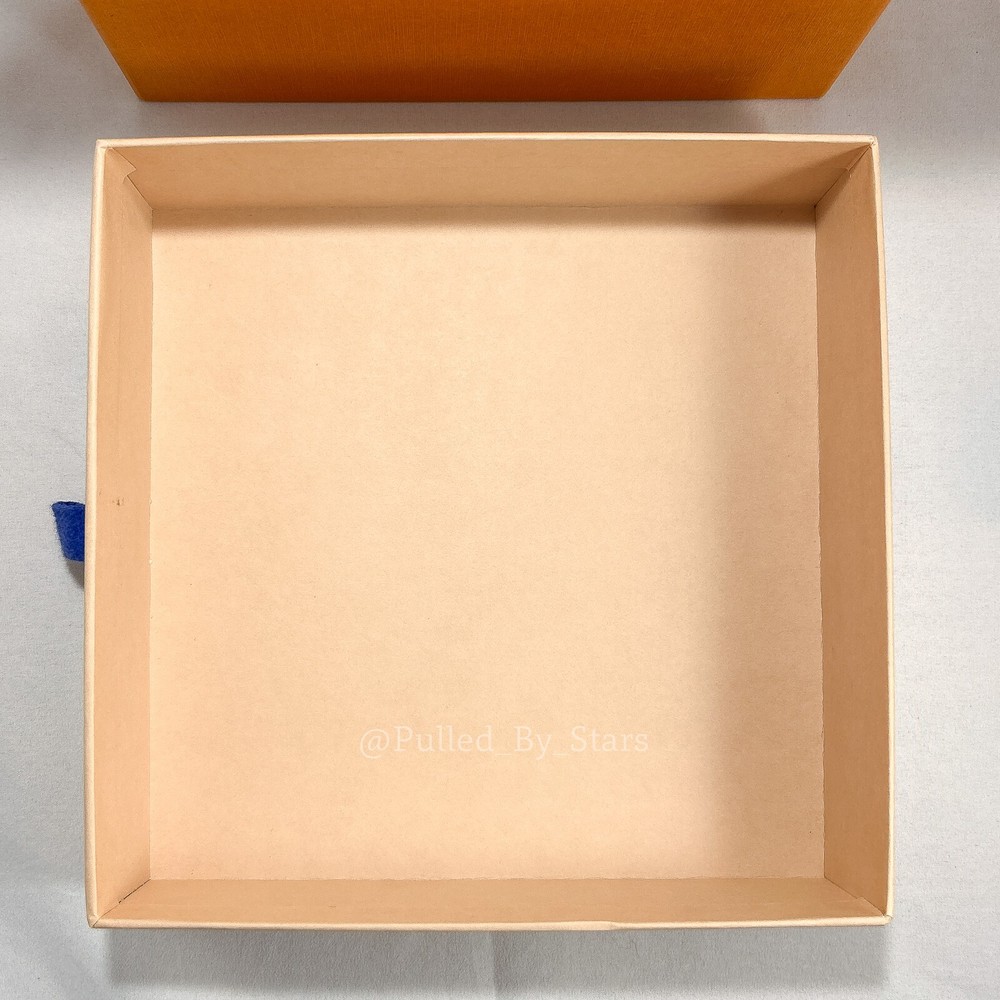 LOUIS VUITTON Medium Orange Pullout Drawer Box (7" x 7" x 2") + Ribbon & Misc.