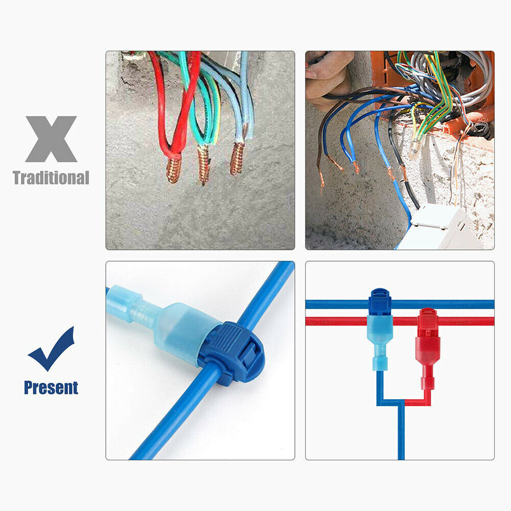 240/60Pcs T-Taps Wire Terminal Connectors Insulated 22-10 AWG Quick Splice Kit