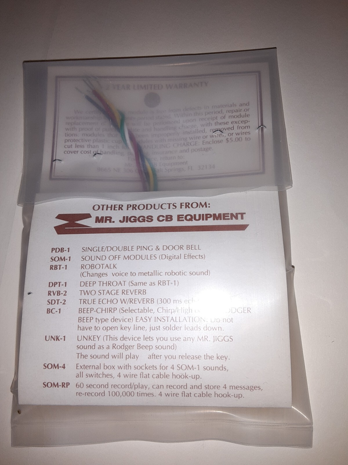 SOM-1 MR. JIGGS 10 SECOND RECORDABLE CB NOISE TOY SOUND MODULE