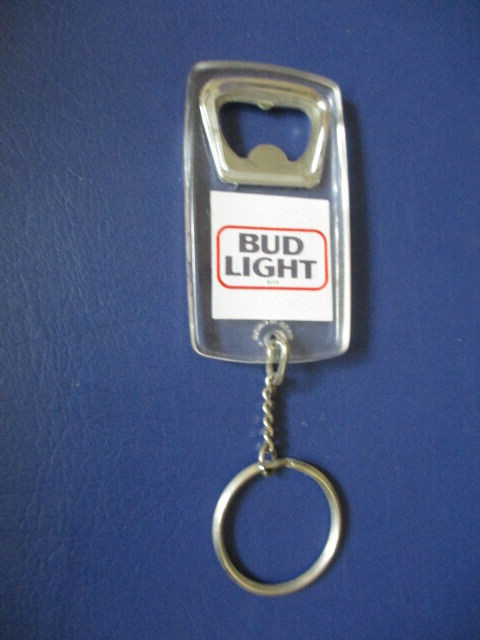 Bud Light Bottle Opener Keychain Metal Acrylic 5"