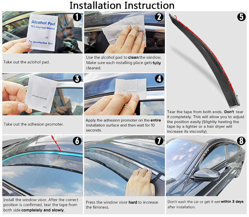 Fits 14-23 Jeep Cherokee Window Visors Vent Rain Guard Deflector Acrylic 4PCS