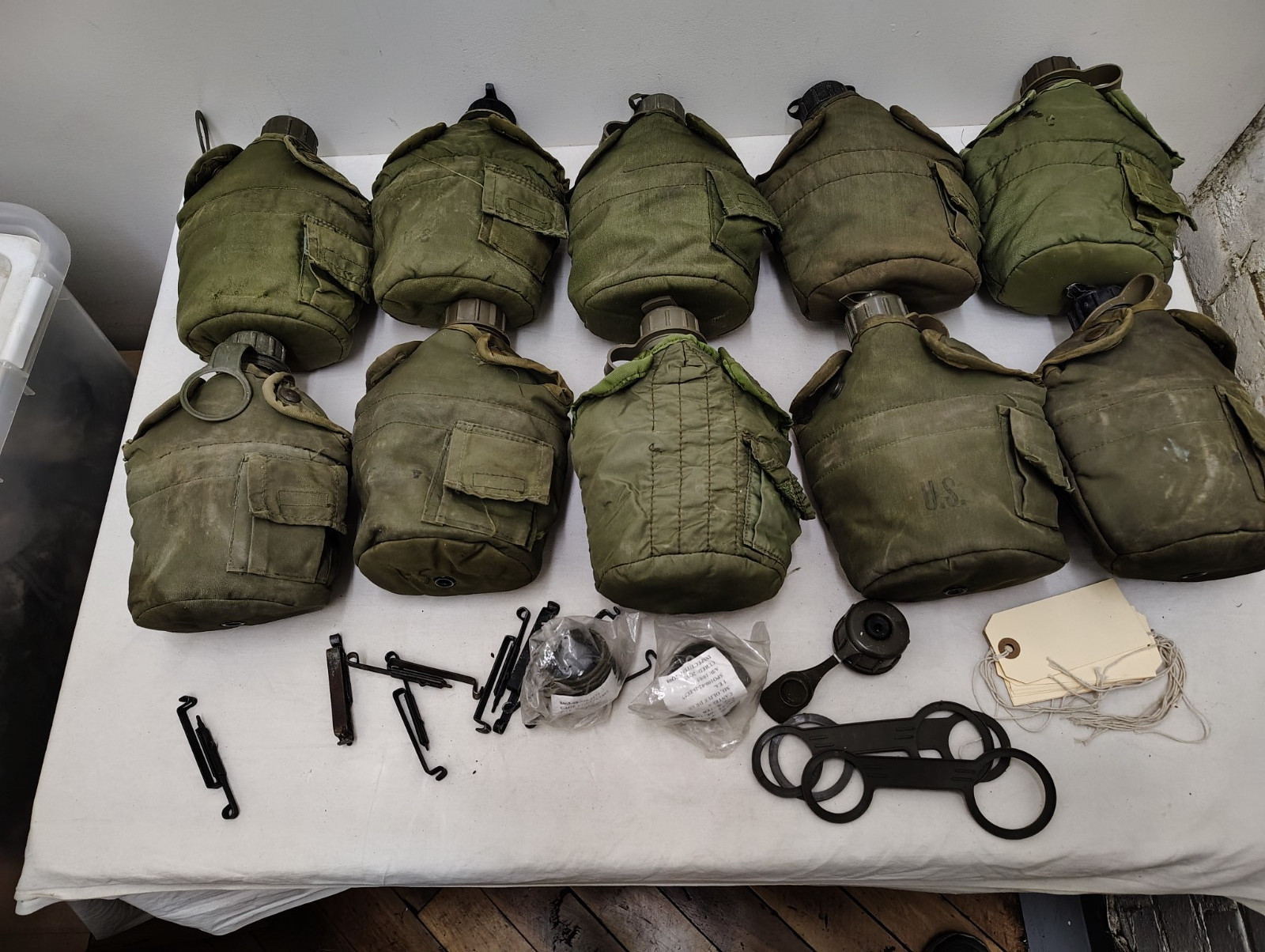 Military Issued 1 QT OD Green Canteen Lot