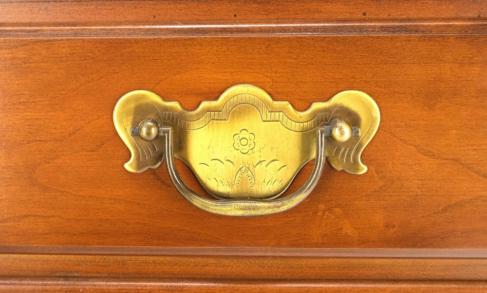 American Solid Cherry 4 Drawers Drop Front Secretary Desk Solid Brass Pulls MINT