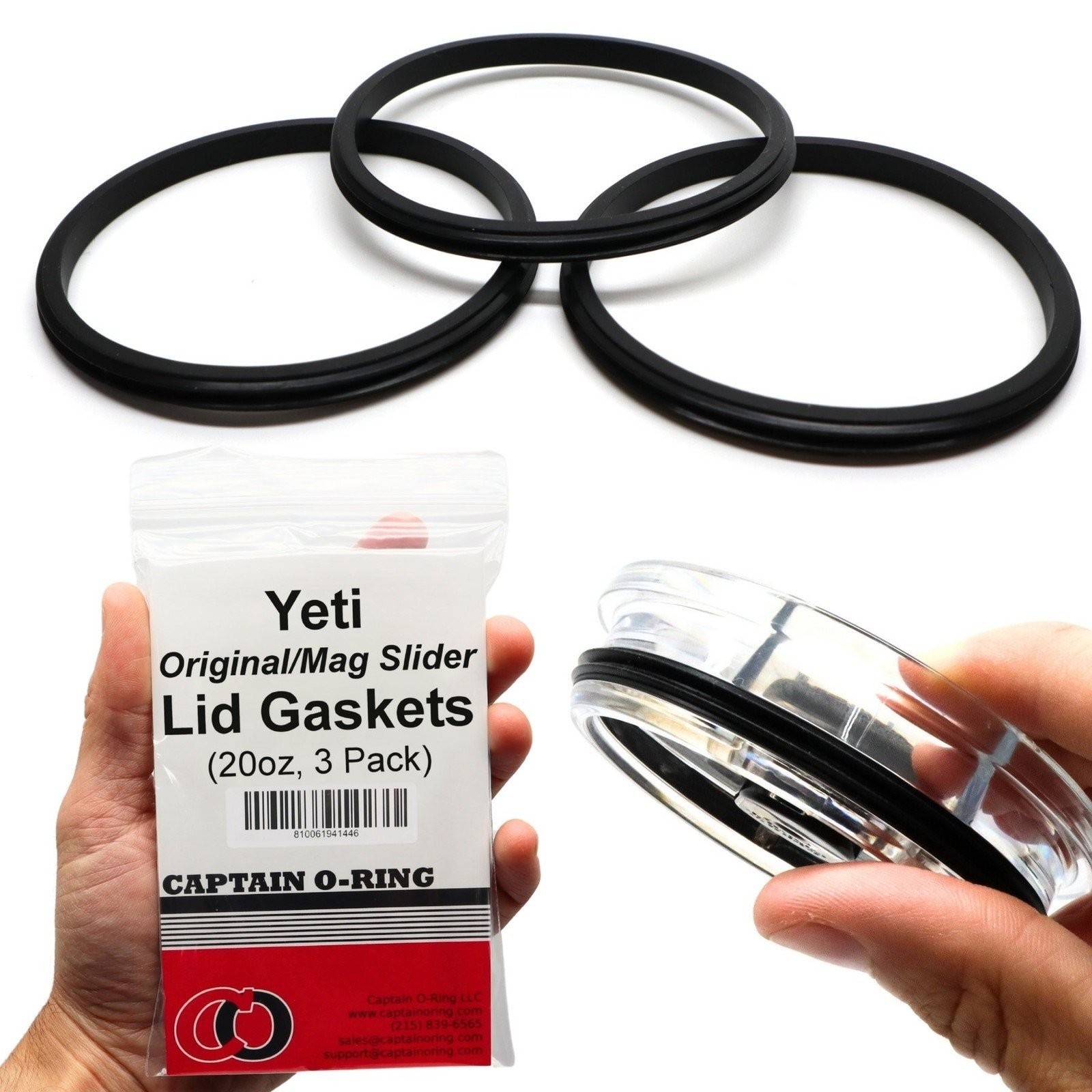 Yeti Lid Seal Gaskets for Magslider & Original Rambler Tumbler Mugs (3 Pack)