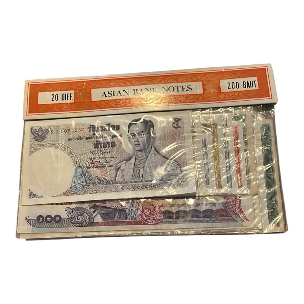 20 Different Asian Countries Bank Notes Banknotes In Sealed Package