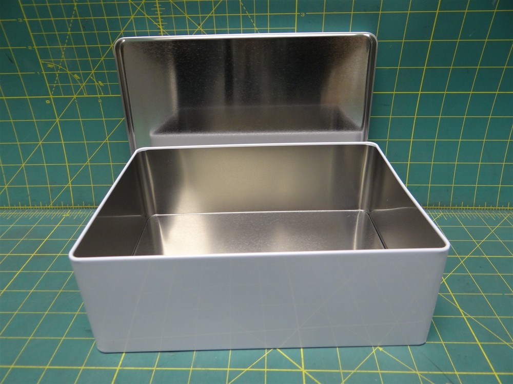 9.5"x7.5" Rectangle Blank White Printable Puzzle Craft Storage Tin Lidded Boxes