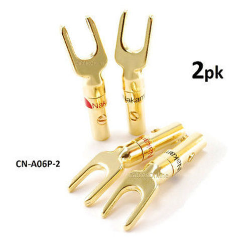 2-PACK Spade Fork Plug Screw Type Speaker Wire Connectors Black/Red Pair