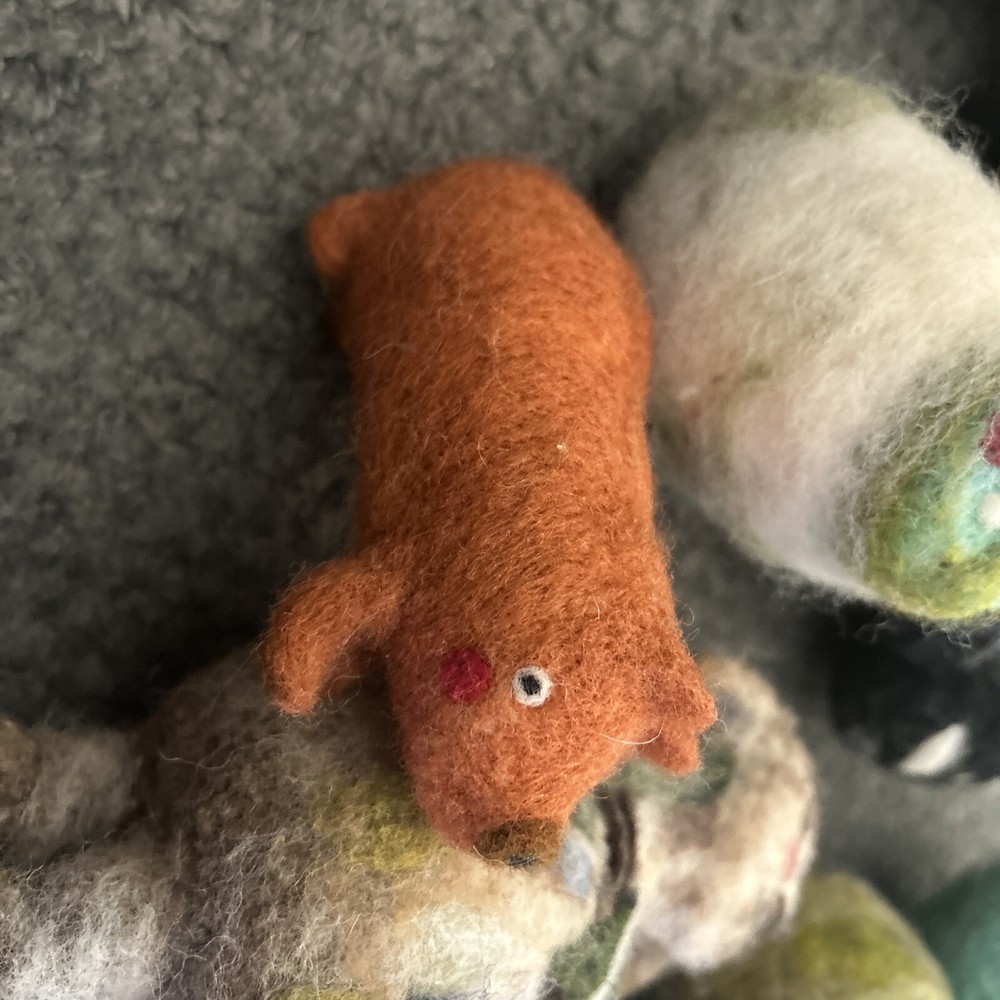 Hand Dyed Wool Animals Sheep Pig Bear Handmade
