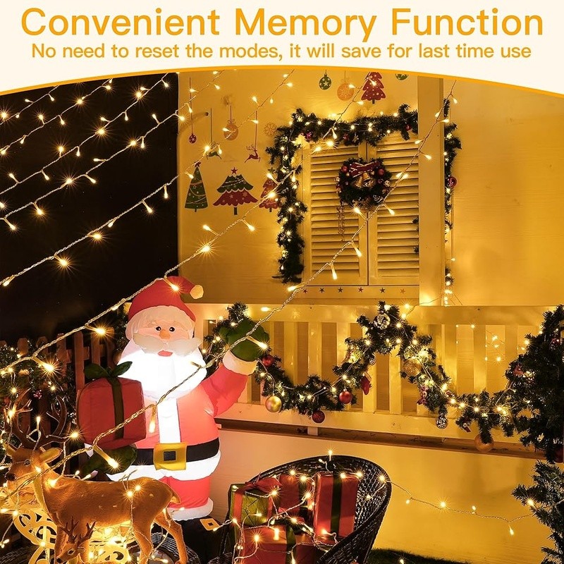 Outdoor LED String Lights 328ft Dimmable Waterproof Timer 8 Lighting Modes New