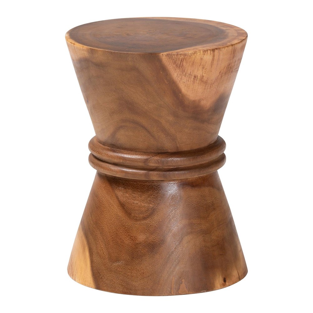 bali & pari Samira Solid Suar Wood Side Table - Handcrafted Sculptural End Table