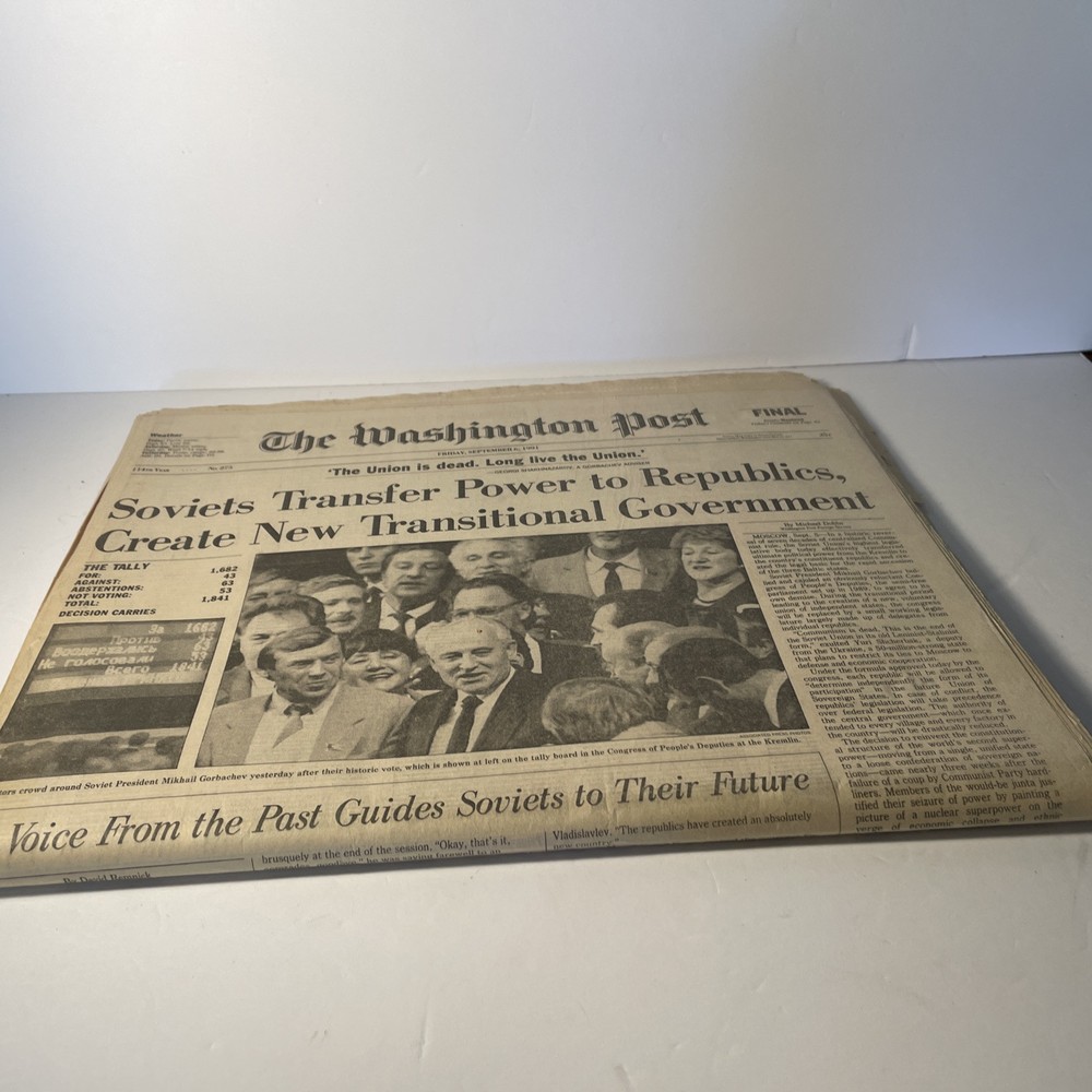 Washington Post 1991 Soviet Union Mikhail Gorbachev Newspaper Russia Complete