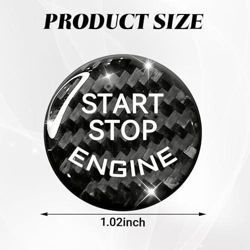 Car Push Start Button Cover, Engine Start Button 1 PC Carbon Fiber Black