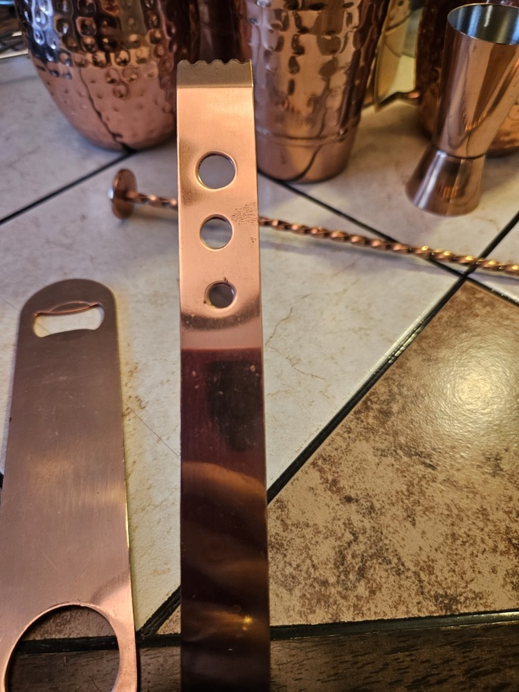 Hammered Copper Bar Tools Drink Mix Set
