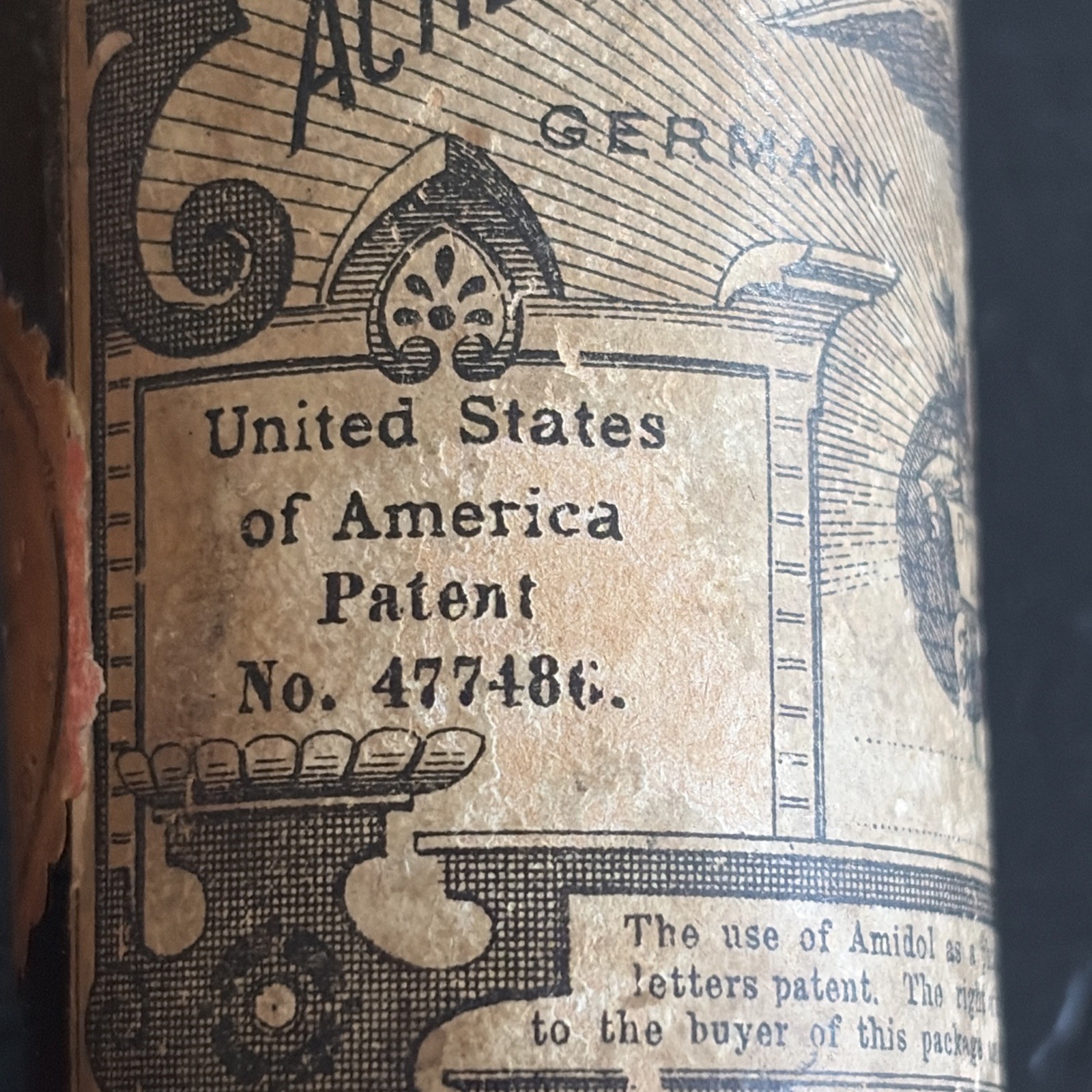 Antique Brown Bottle w Cork Photography Camera Amidol Solution GERMANY US PATENT