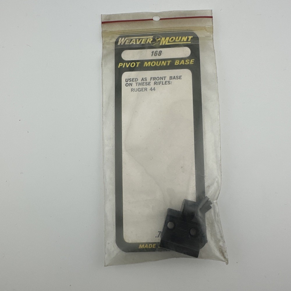 Weaver Pivot Mount Base # 168 For Front Base On Ruger Model 44