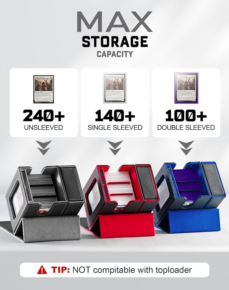 ZLCA MTG Commander Deck Box with Display Window, Card Deck Box Holds 100 Double-