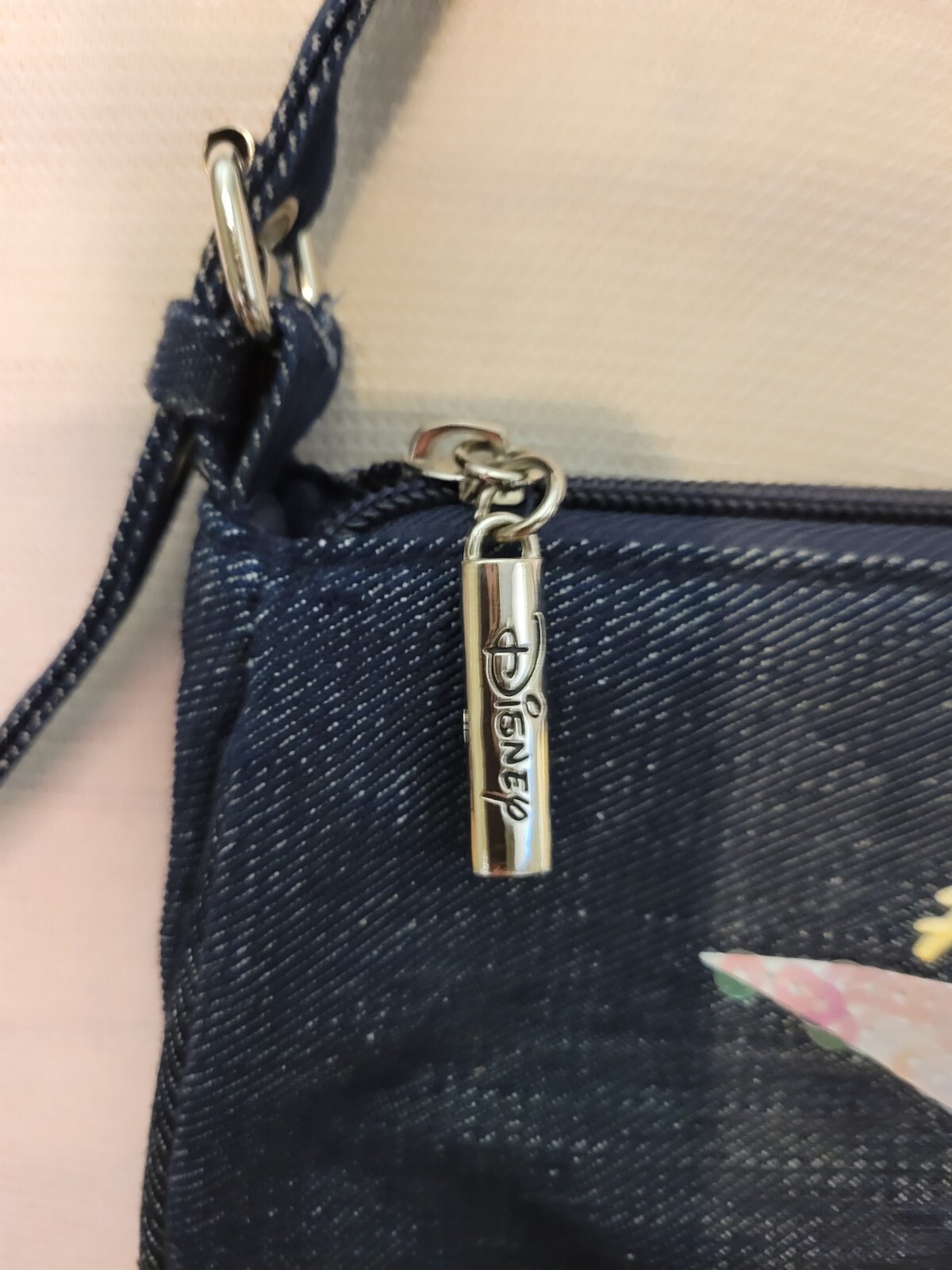 Disney Tinkerbell Denim Jean Purse Shoulder Bag Adjustable Strap Blue