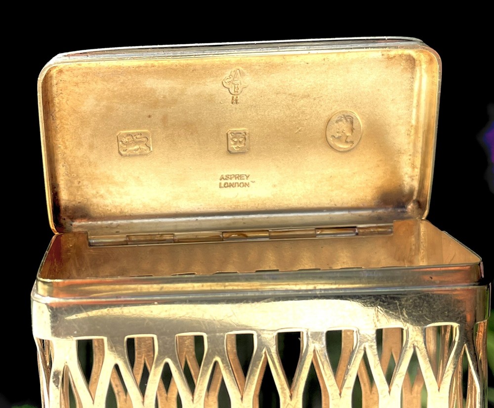 Asprey Solid Sterling Silver Gilt Hallmarked Cigarette Packet Case Holder