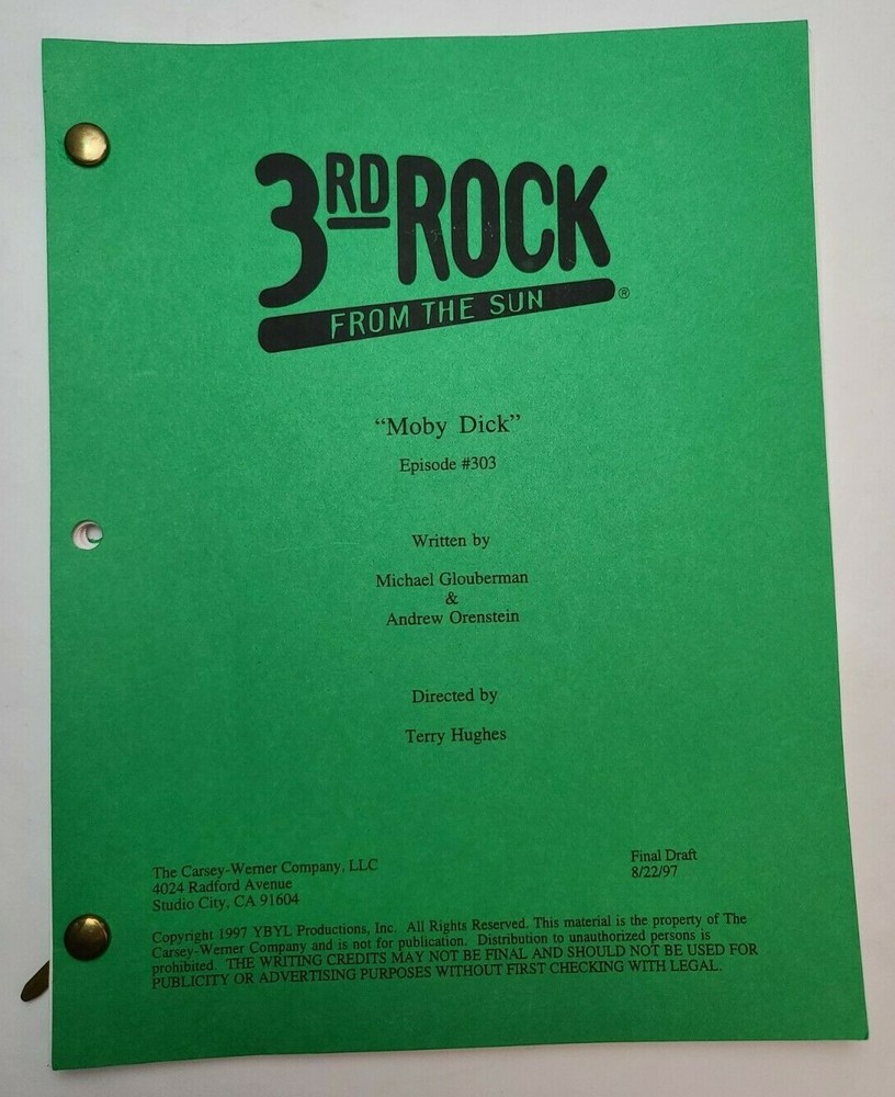 3RD ROCK FROM THE SUN / Michael Glouberman 1997 TV Script, "Moby Dick"