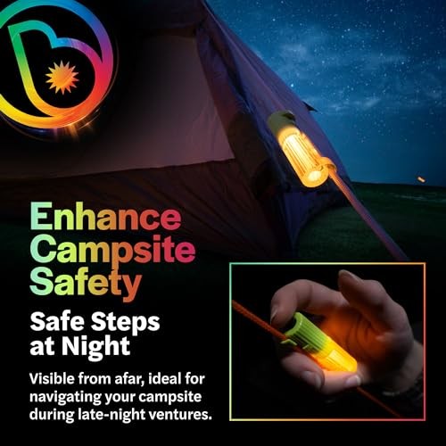 LED Tent String Lights - Keep Tent Guy-Lines Visible at Night - 2-Pack