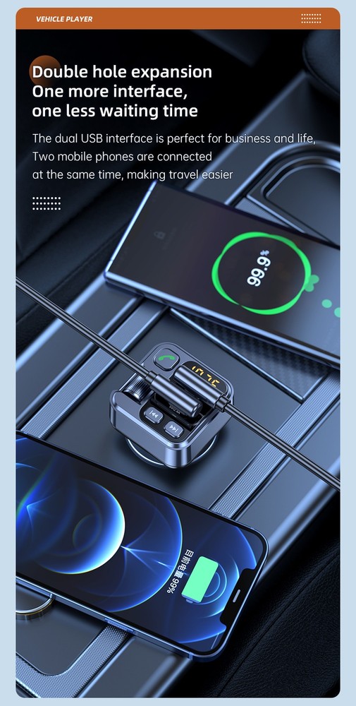 Car Wireless Bluetooth FM Transmitter MP3 Player USB Car Fast Charger Adapter