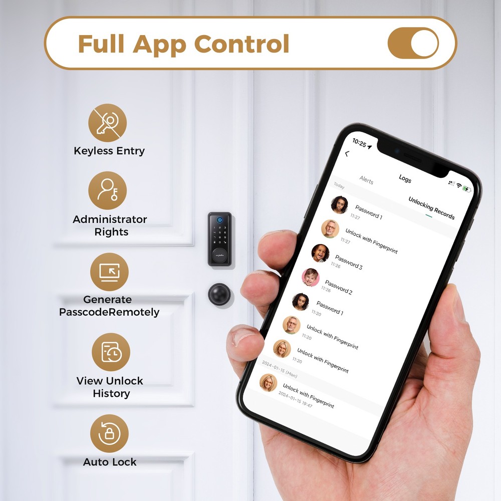 ARPHA Keyless Entry Smart Door Lock 50 Code Keypad Deadbolt Fingerprint Password