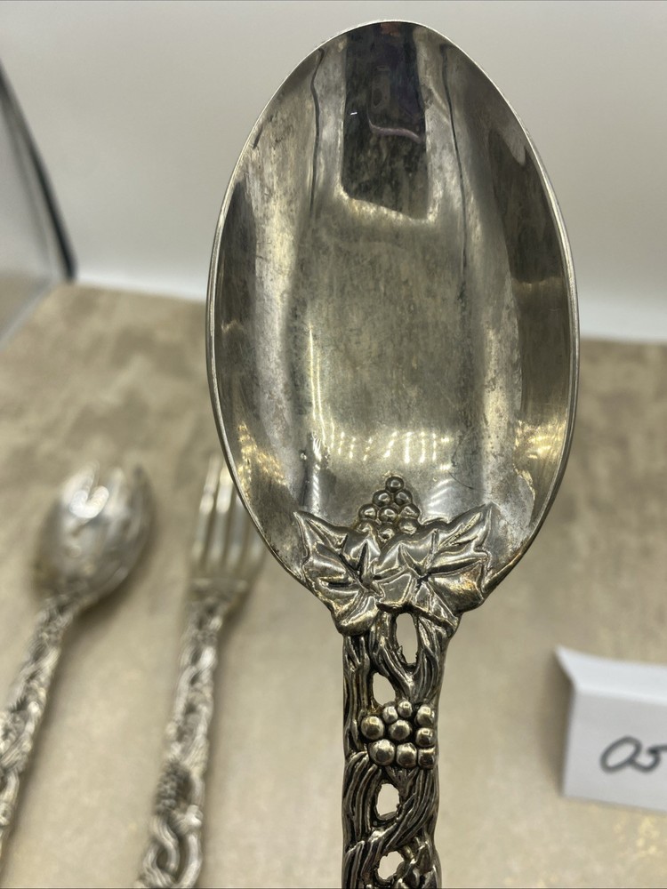 Godinger Made for Neiman Marcus, Grapevine Silver Plated 3 Piece Serving Set 9”