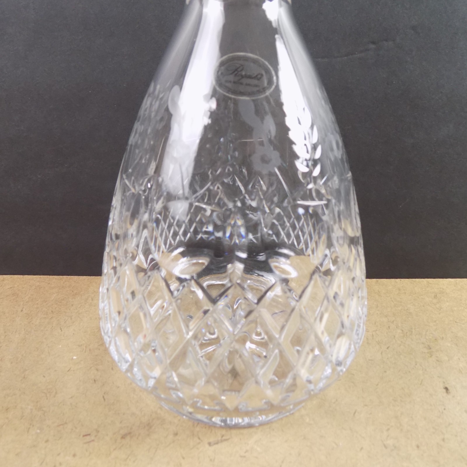 Rogaska Crystal Gallia Decanter 13.5" Tall VGC Gray Cut Flowers