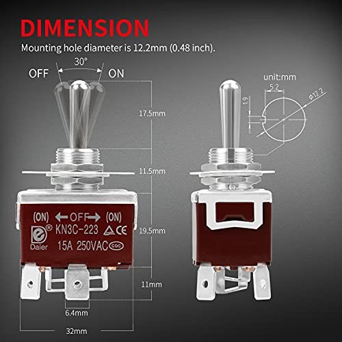 Waterproof Reverse Polarity Switch 12V Toggle Switch 30A DC Motor Momentary