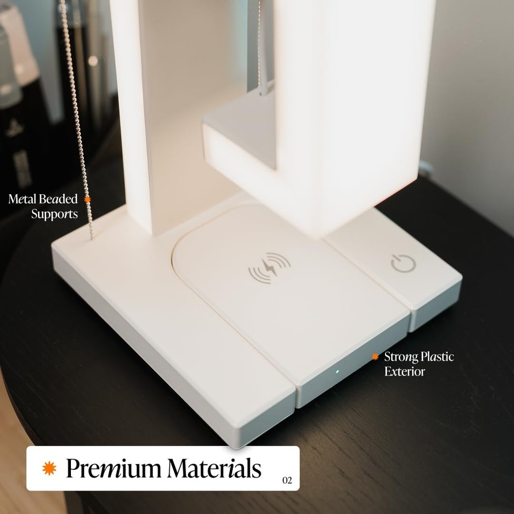 Floating Desk Lamp - Levitating Table with Wireless Charging and White