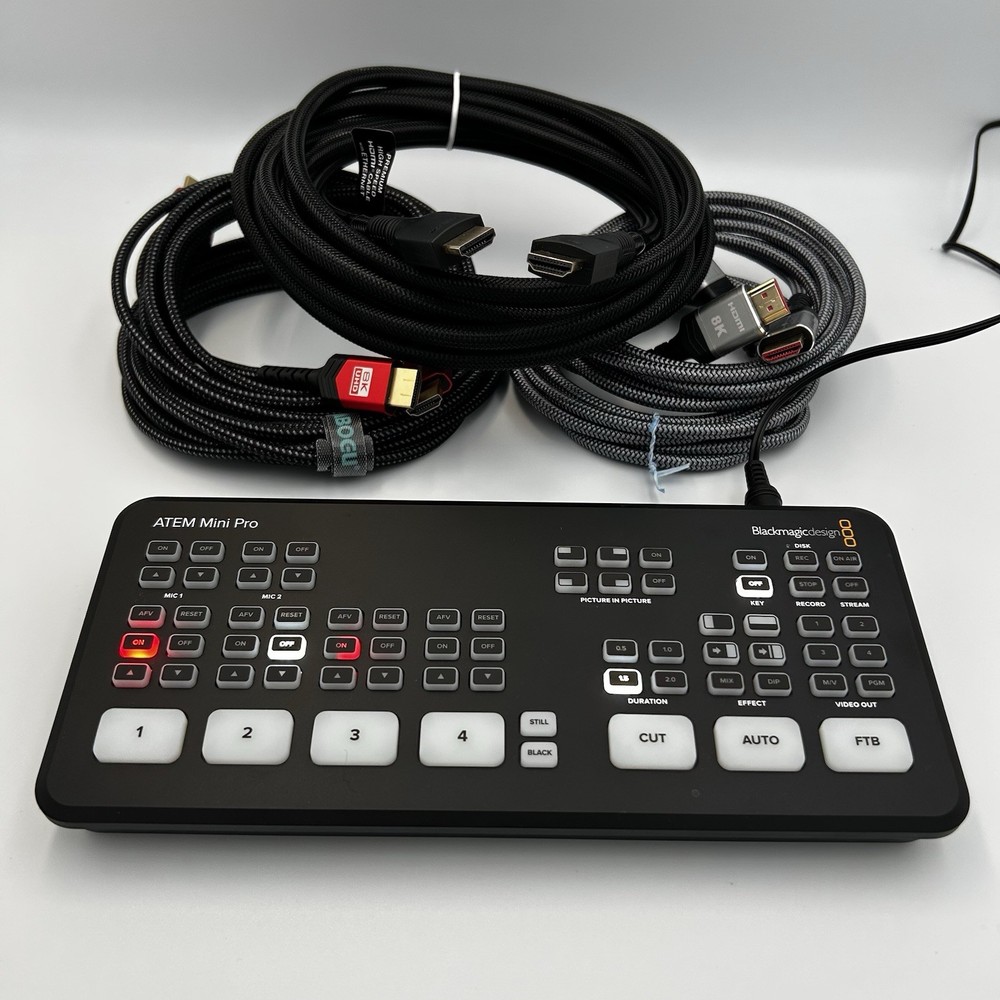 Blackmagic Design ATEM Mini Pro ISO Live Stream Switcher & HDMI Cables EUC WORKS