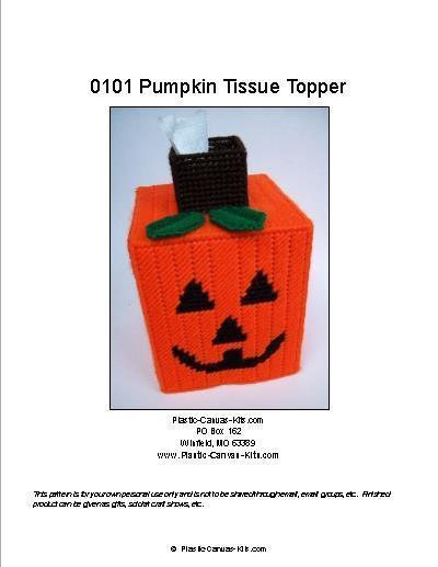 Halloween Pumpkin Tissue Topper-Jack O' Lantern-Plastic Canvas Pattern or Kit