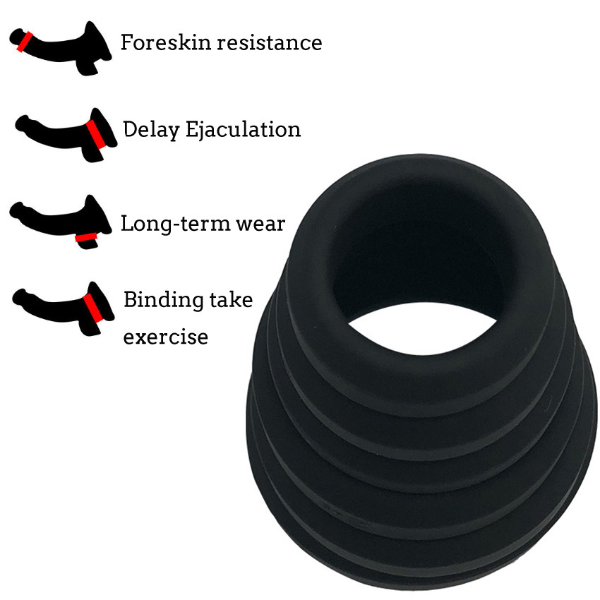 6PCS Men-Scrotum-Squeeze-Ring-Chastity-Ball Stretcher Enhancer Delay Ejaculation