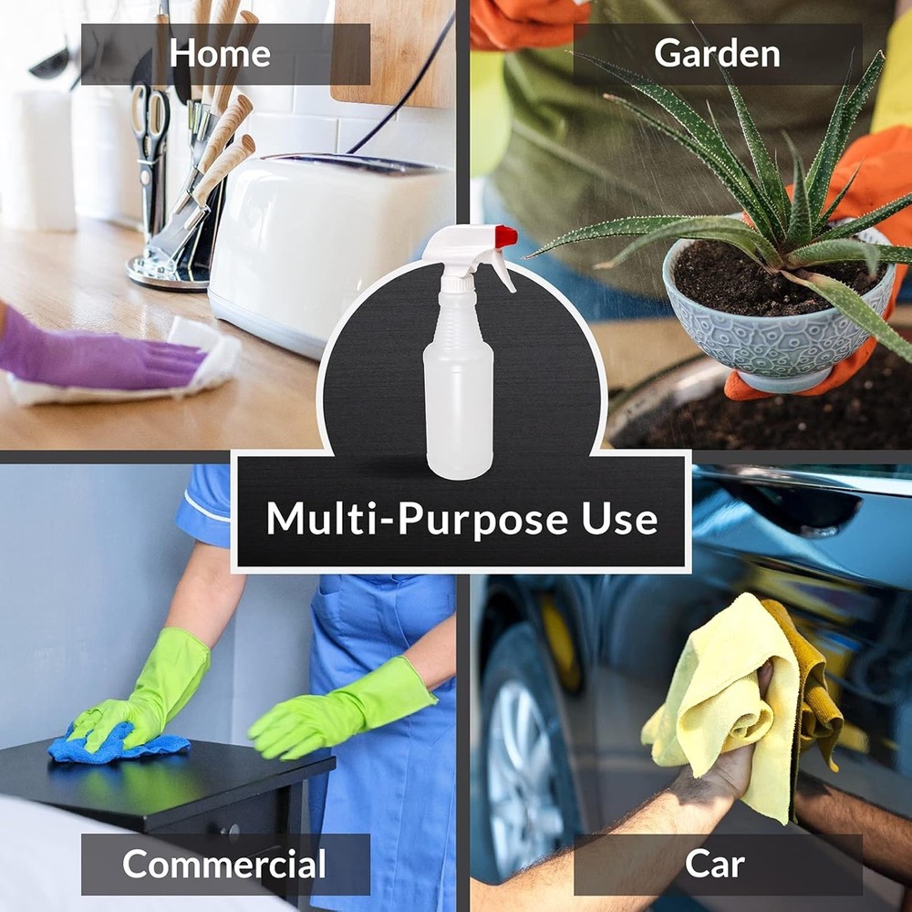 Plastic Spray Bottles 16 oz Leak Proof Refillable Multi-Purpose 4 Pack