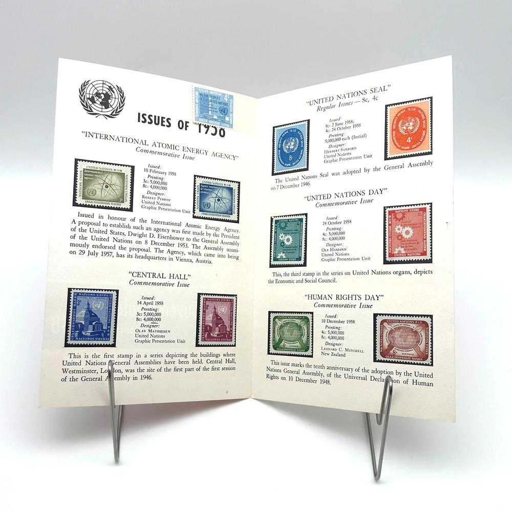 United Nations Stamps Souvenir Folder 1958 UN Postal Administration Philately