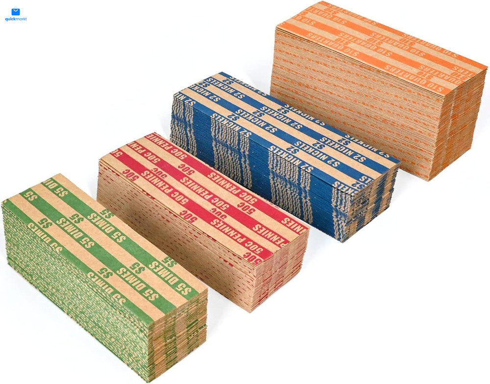 DGBDPACK 500 Assorted Flat Coin Wrappers, 100 Dimes, 100 500