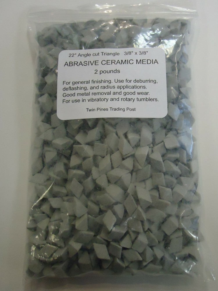 Abrasive Ceramic Media - 22° Angle Cut Triangle 3/8" x 3/8" - 2 Lb