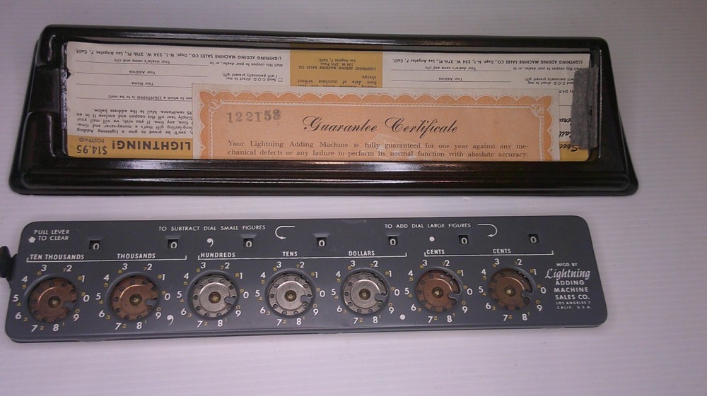 Large Bakelite/ Catlin brown Lightening Adding machine removable w/ instructions