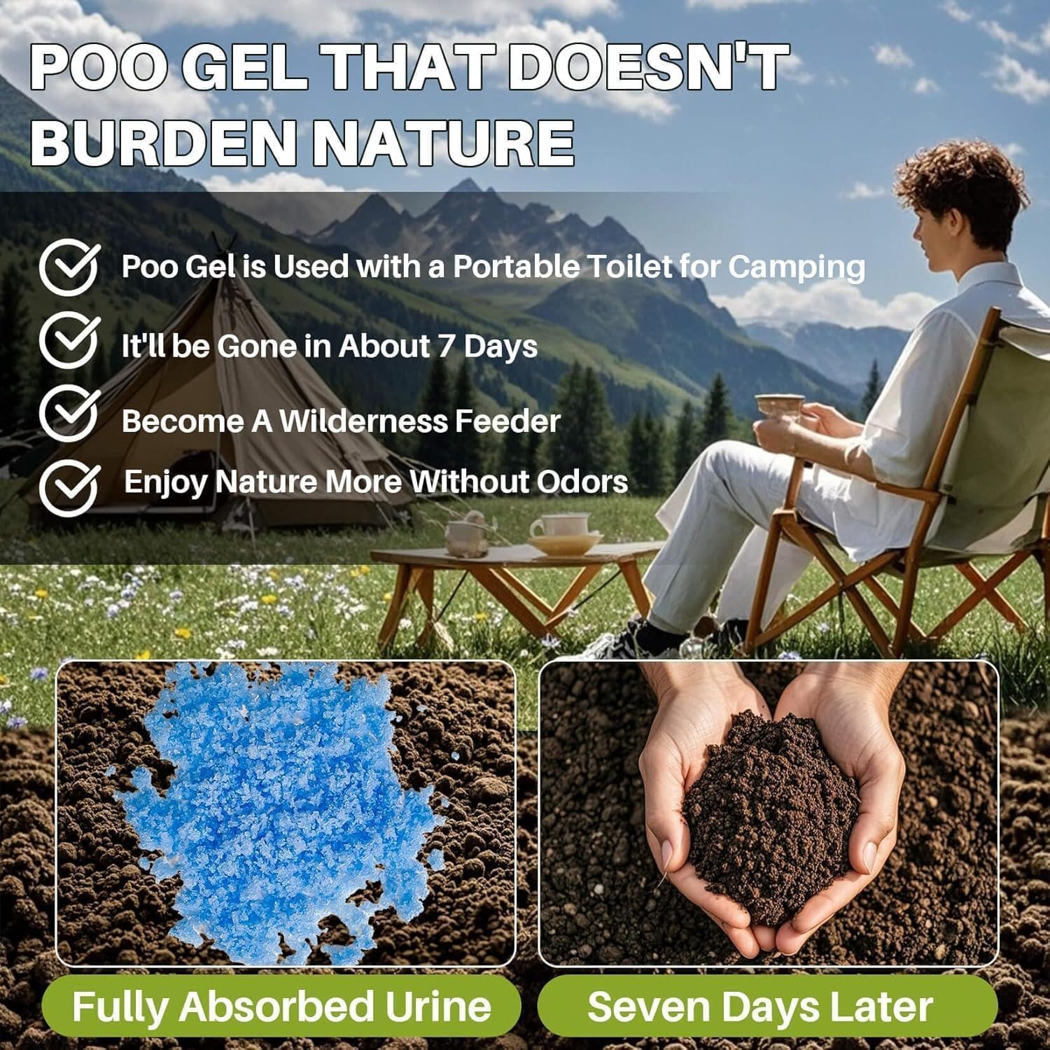 Poo Gel for Portable Toilet for Camping - 28 Packs Camping Toilet Bags Lemon Eco