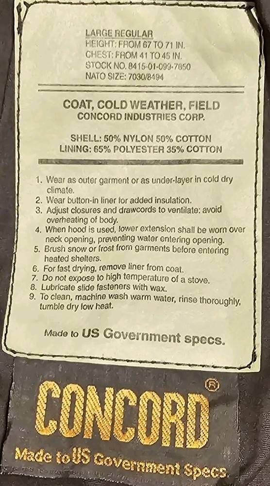 Black Field Jacket Size Large Regular