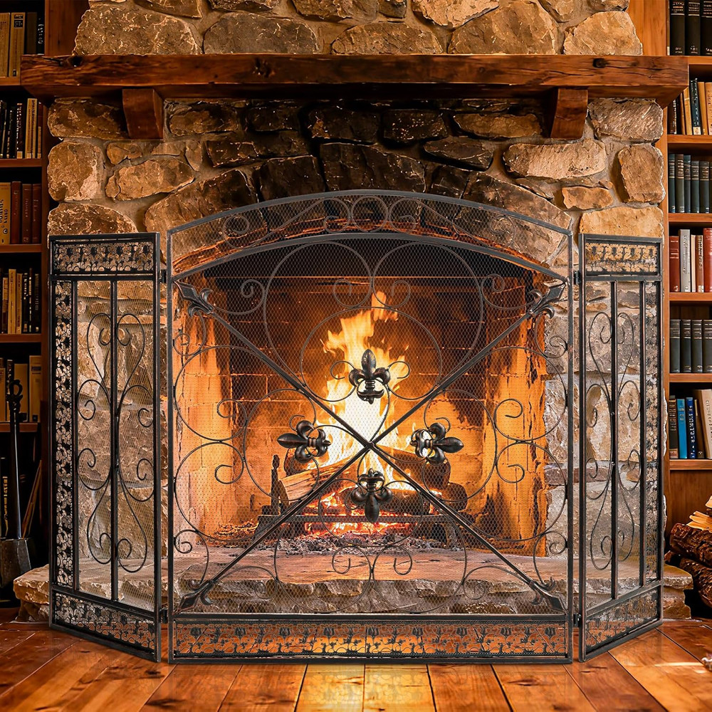 3 Panel Fireplace Screen for Fireplace Gate Decorative Fireplace Screens Stand A