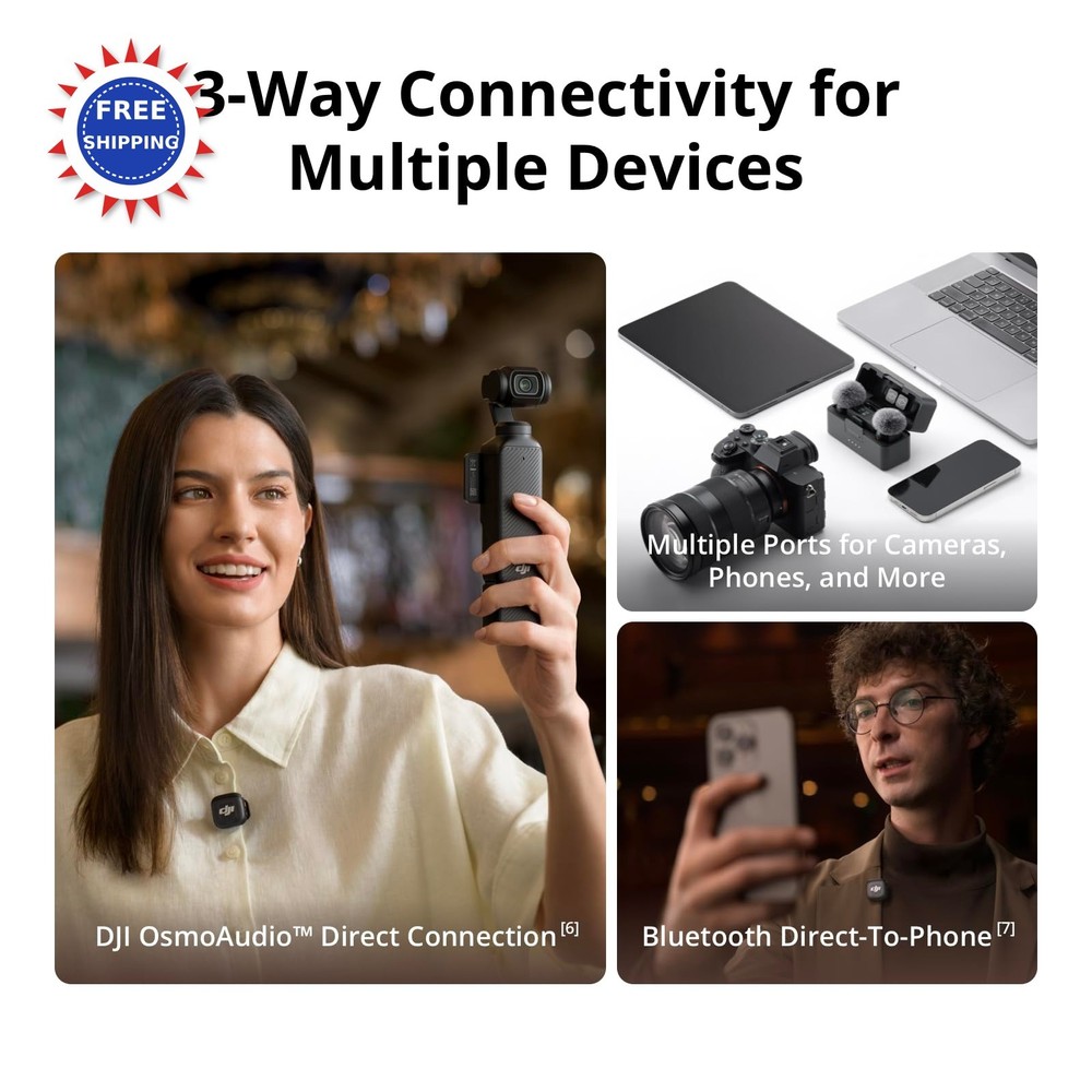 Wireless Microphone DJI Mic 3 Transmitter for iPhone Camera Android Lightweight