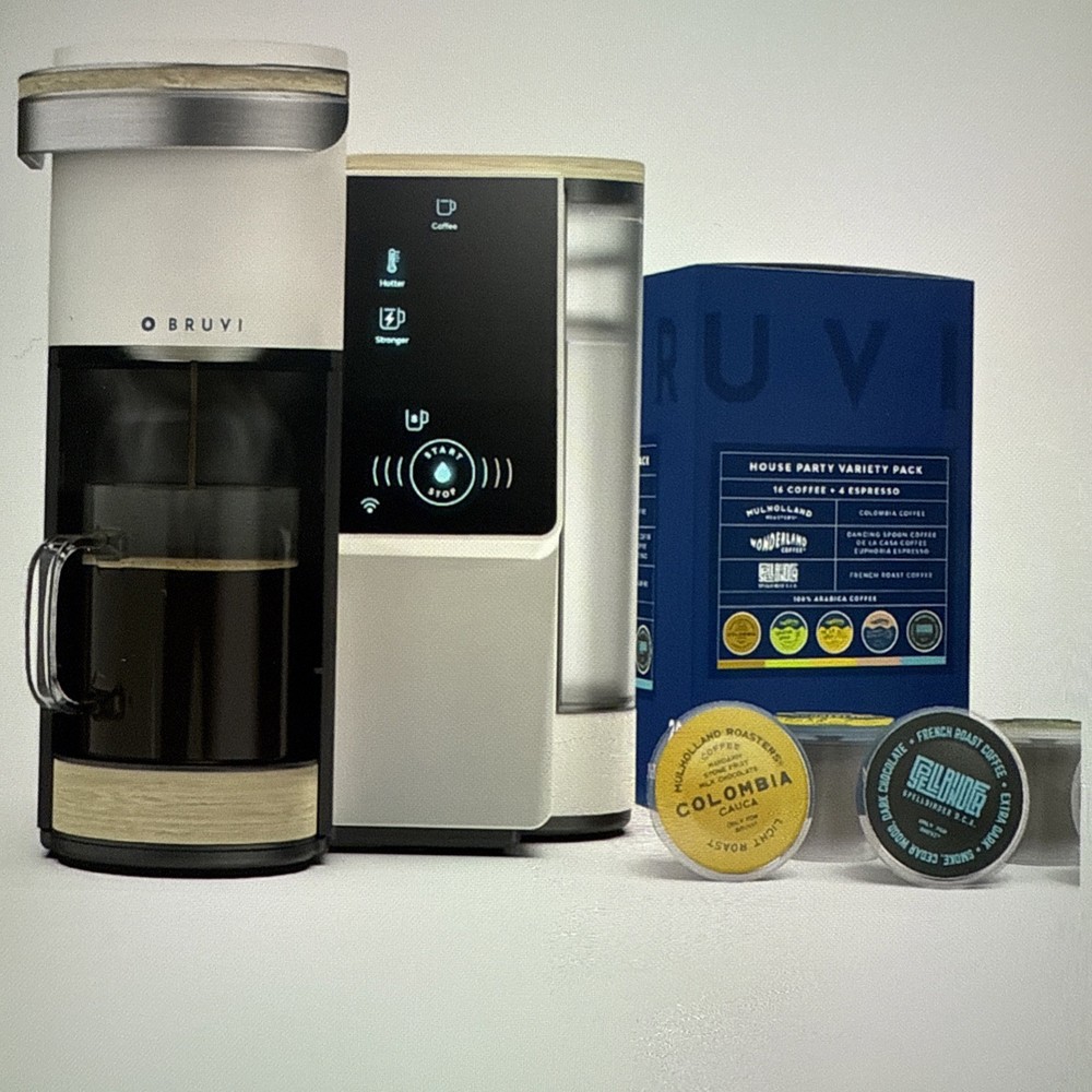 Bruvi Single Serve Coffee Maker Bundle, Brews Coffee/Espresso/Tea/Cold Brew