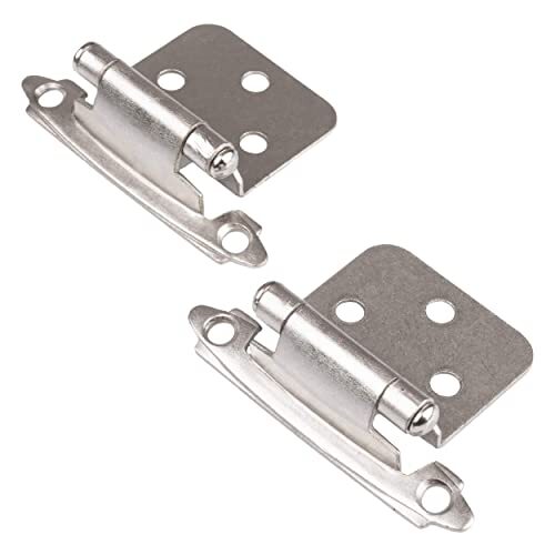 Self Closing Cabinet Hinges Satin Nickel, 50 Pack - Variable Overlay Flush