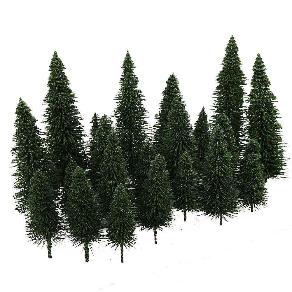 40pcs Miniature Scenery Model Pine Trees Deep Green Pines For HO O N Z Scale