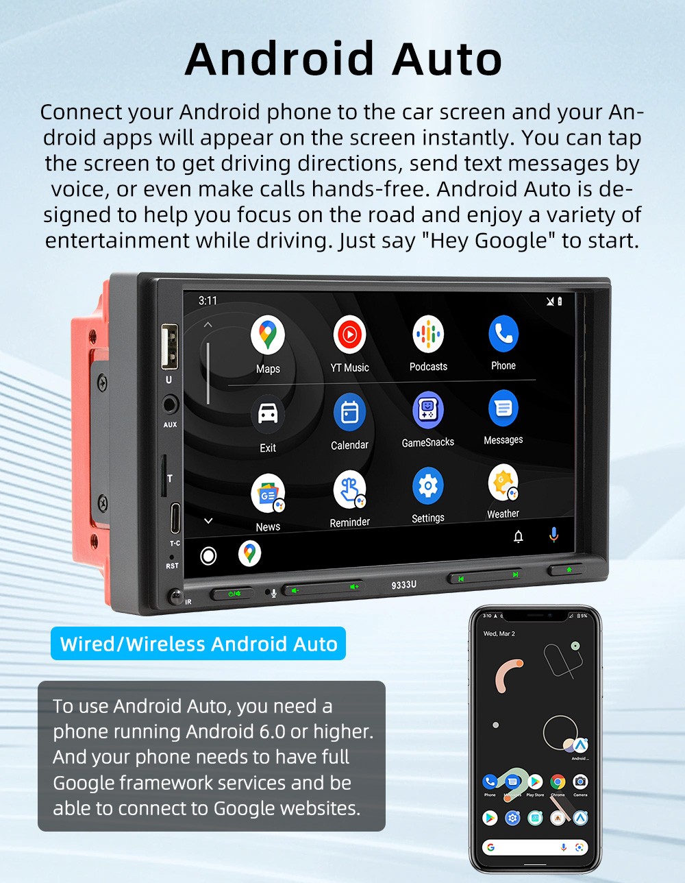 Double 7" 2Din Touch Screen Car Stereo Bluetooth Radio Apple/Android Carplay GPS