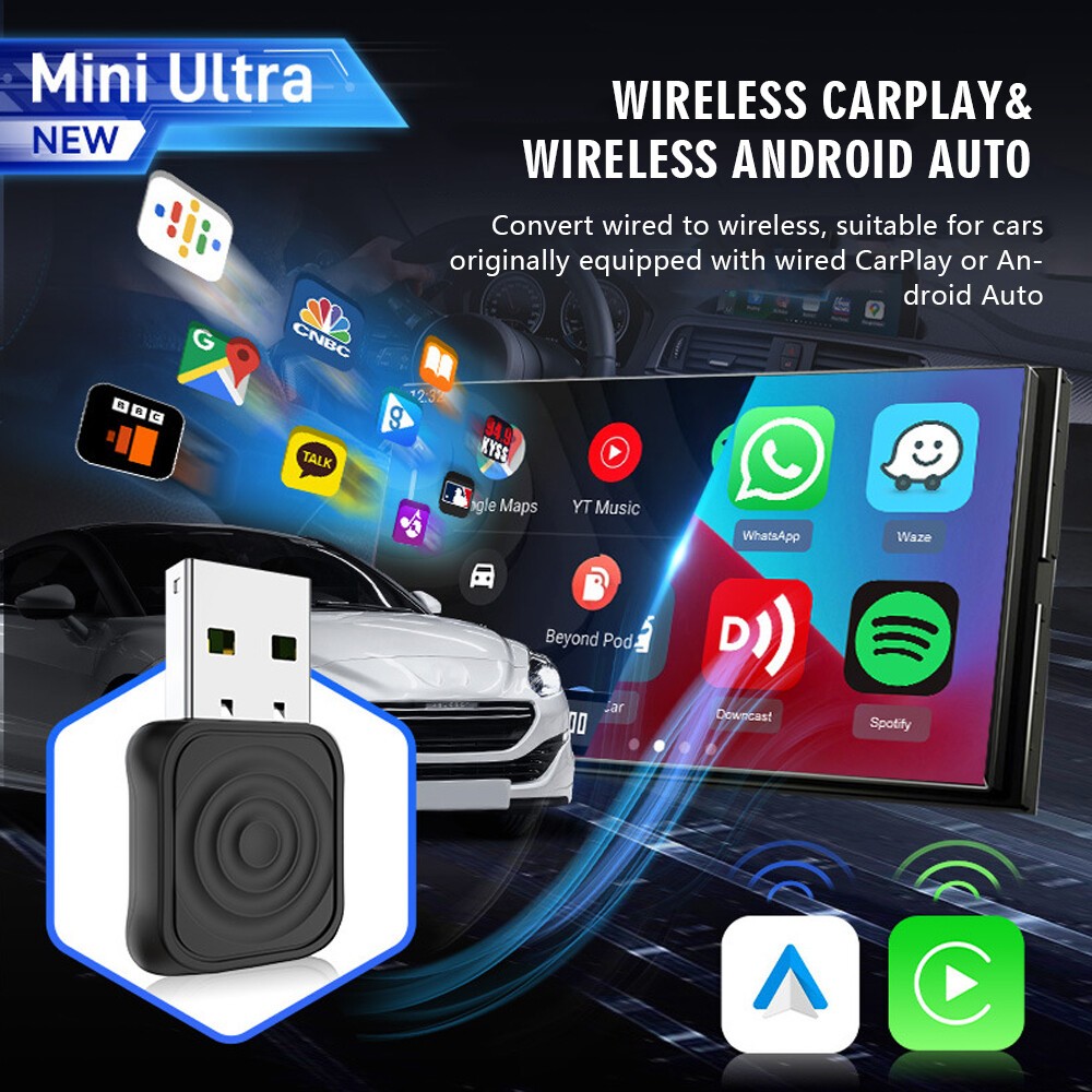 MINI Ultra Wireless CarPlay Android Auto Adapter Auto Connection8B Mini-Ultra