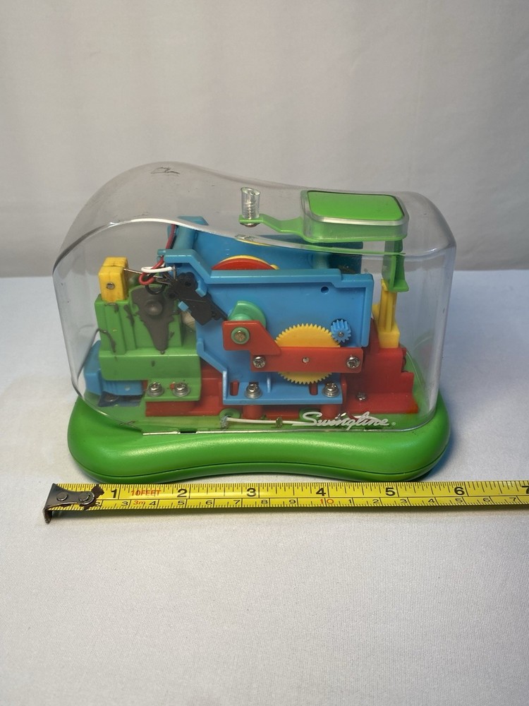 Swingline See Through Clear Stapler, Green Base, Automatic And Electric Untested