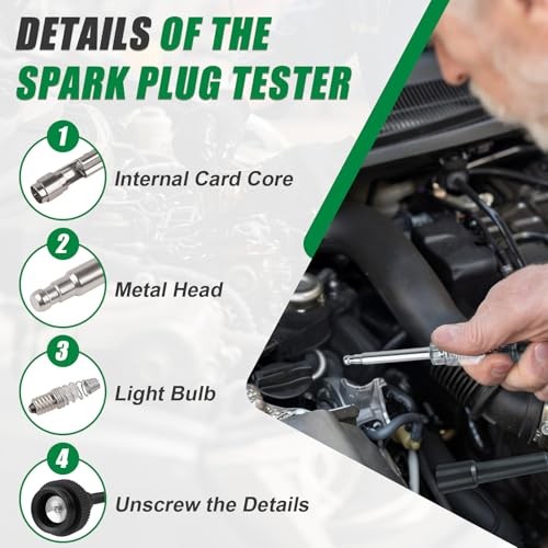 2PCS Spark Plug Tester, Inline Spark Tester, Ignition Coil Tester Tool for